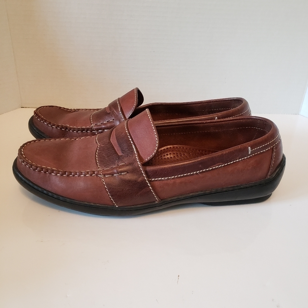 Cole Haan Mens Brown Leather Penny Loafer Slip On Shoes,